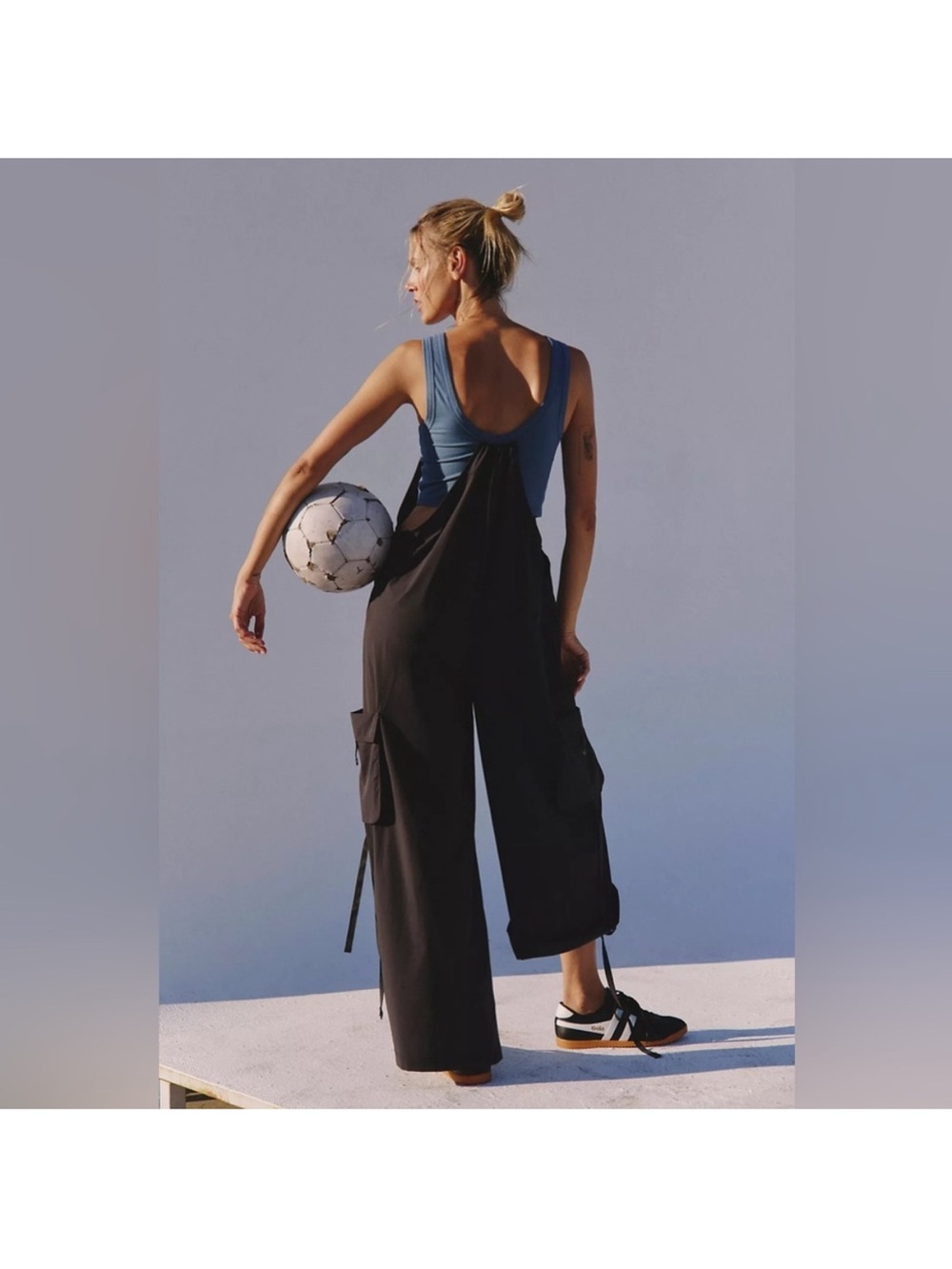 NWT Free people movement black jumpsuit with attached blue crop tank NWT - Picture 4 of 6